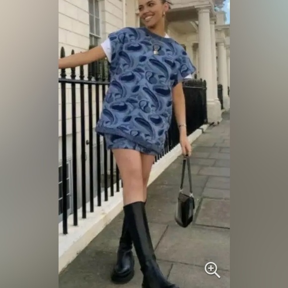 Zara Jacquard Blue Fuzzy Eyelash Knit Sweater Vest size Small - Picture 4 of 10